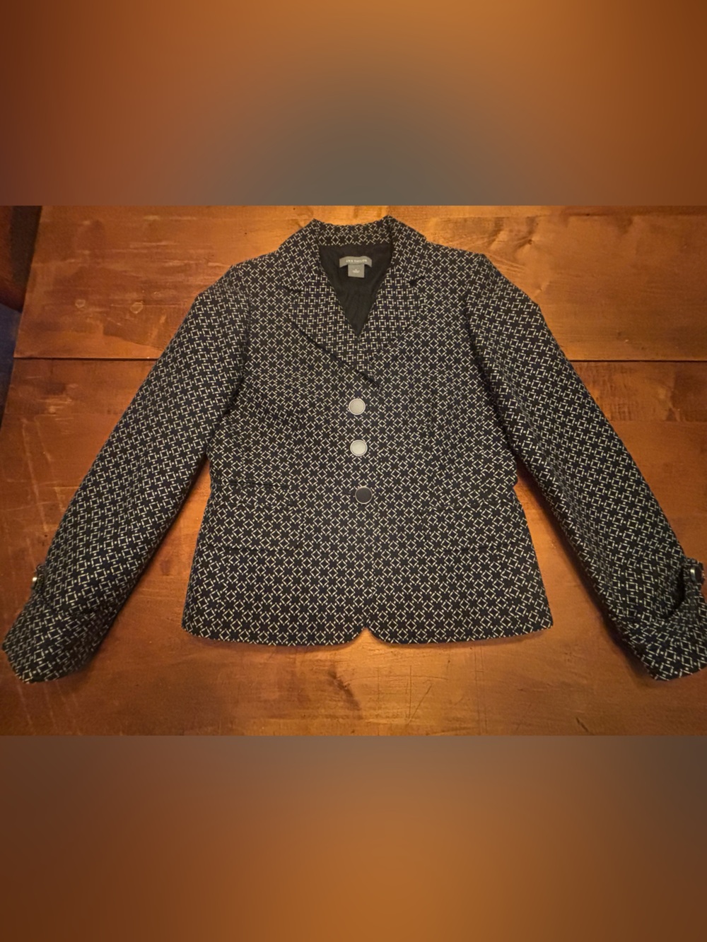 Ann Taylor black and silver Patterned Blazer